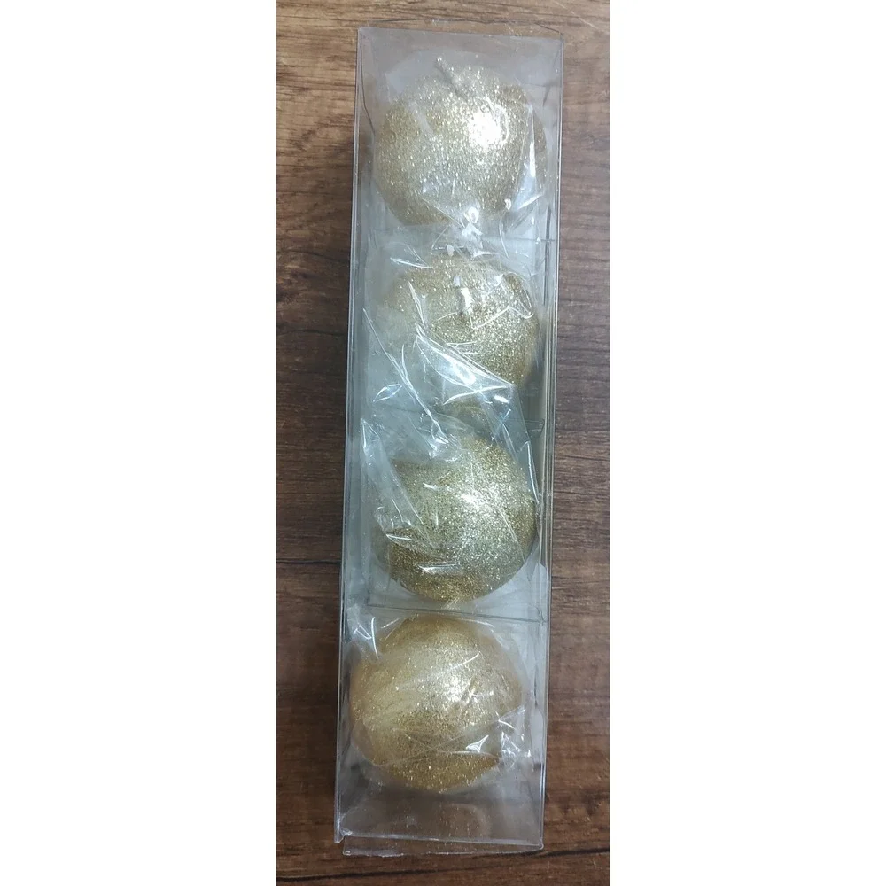 Pier 1 Christmas Gold Glitter Holiday Ball Candles 4 Count New In Package B13
